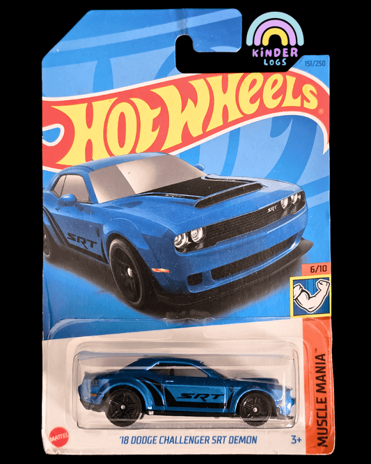 Hot Wheels 2018 Dodge Challenger SRT Demon - Blue (Imported) - Kinder Logs