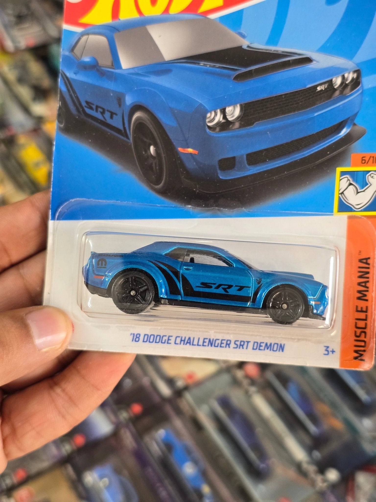 Hot Wheels 2018 Dodge Challenger SRT Demon - Blue (Imported) - Kinder Logs