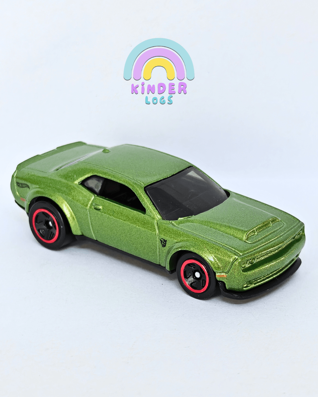 Hot Wheels 2018 Dodge Challenger SRT Demon - Green (Uncarded - New) - Kinder Logs