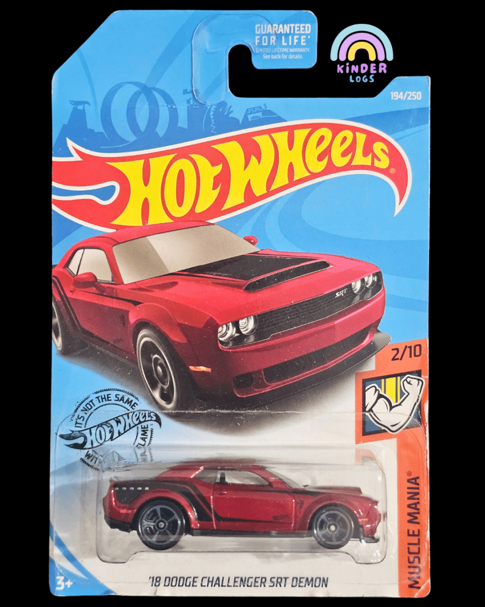 Hot Wheels 2018 Dodge Challenger SRT Demon - Red (Imported) - Kinder Logs