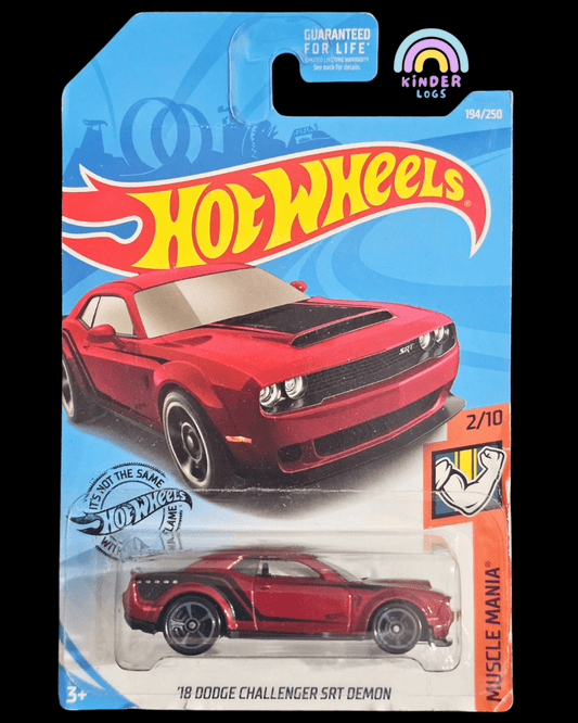 Hot Wheels 2018 Dodge Challenger SRT Demon - Red (Imported) - Kinder Logs