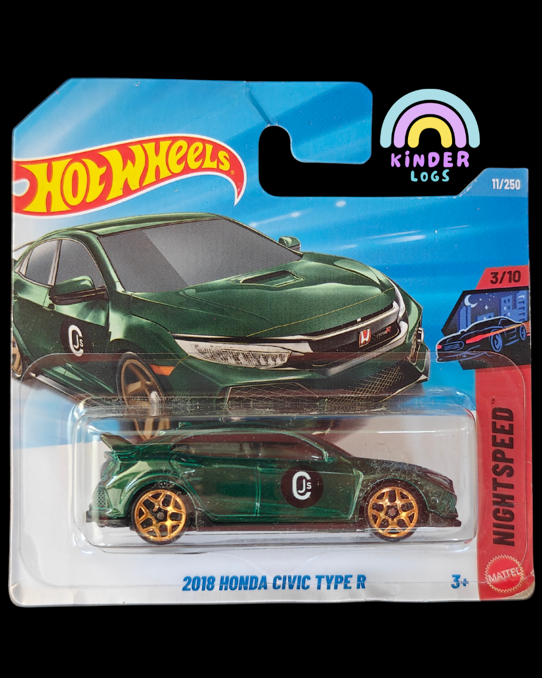Hot Wheels 2018 Honda Civic Type R - Green (Imported - Short Card) - Kinder Logs