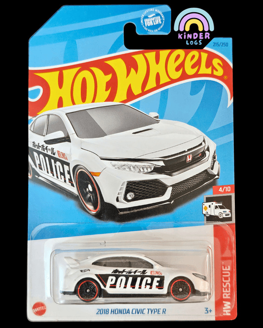 Hot Wheels 2018 Honda Civic Type R - White (Imported) - Kinder Logs
