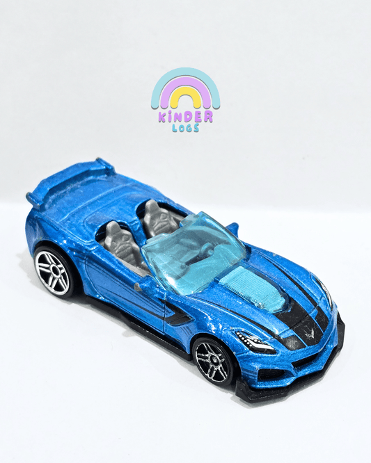 Hot Wheels 2019 Chevrolet Corvette ZR1 Convertible - Blue (Used Car) - Kinder Logs