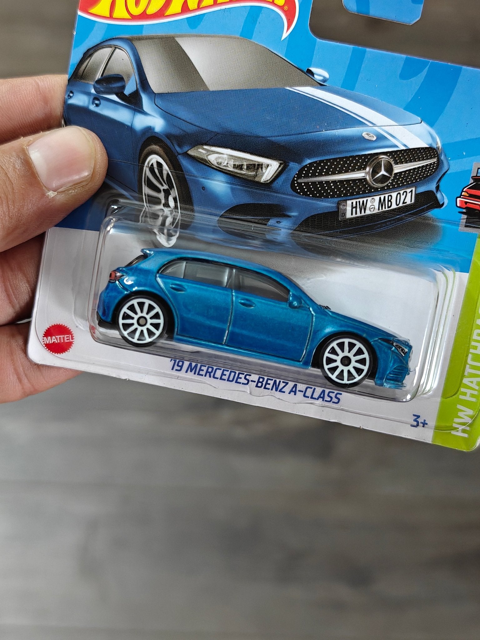Hot Wheels 2019 Mercedes - Benz A - Class - Blue (Imported Short Card) - Kinder Logs