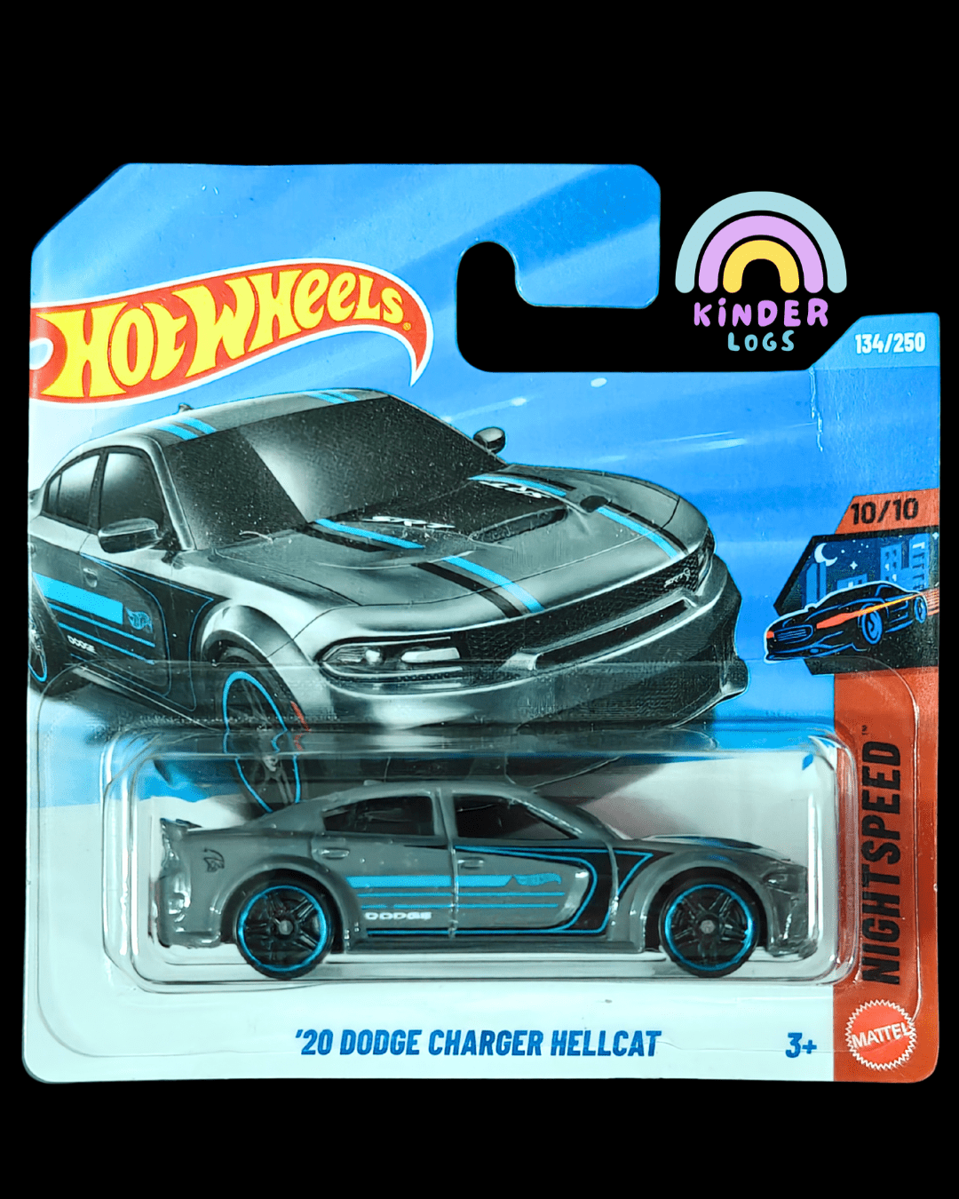 Hot Wheels 2020 Dodge Charger Hellcat - Grey (Imported - Short Card) - Kinder Logs