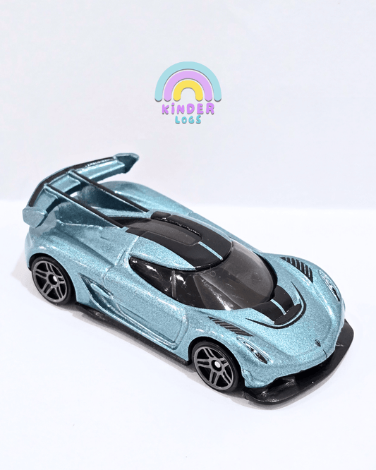 Hot Wheels 2020 Koenigsegg Jesko - Light Blue (Uncarded) - Kinder Logs