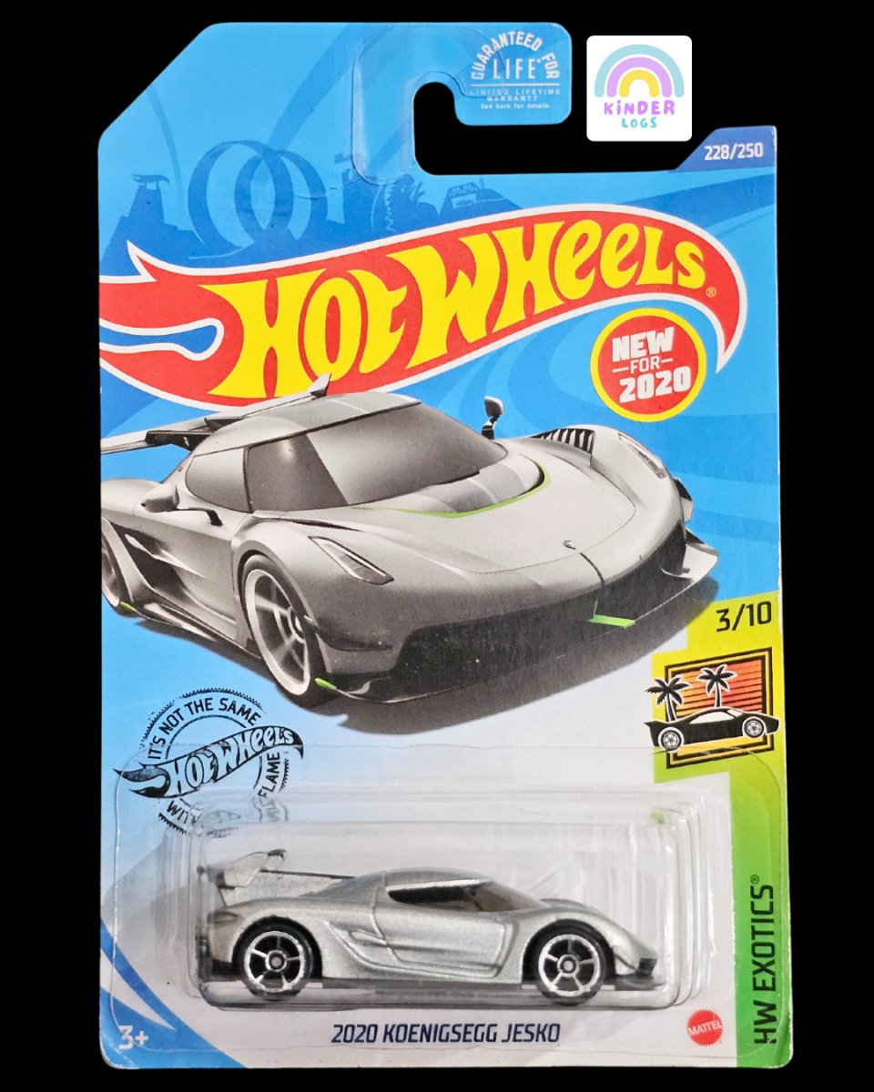 Hot Wheels 2020 Koenigsegg Jesko - Silver Color - Kinder Logs