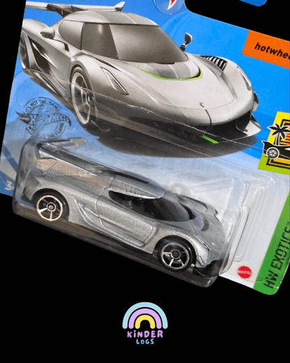 Hot Wheels 2020 Koenigsegg Jesko - Silver - Short Card (Imported) - Kinder Logs