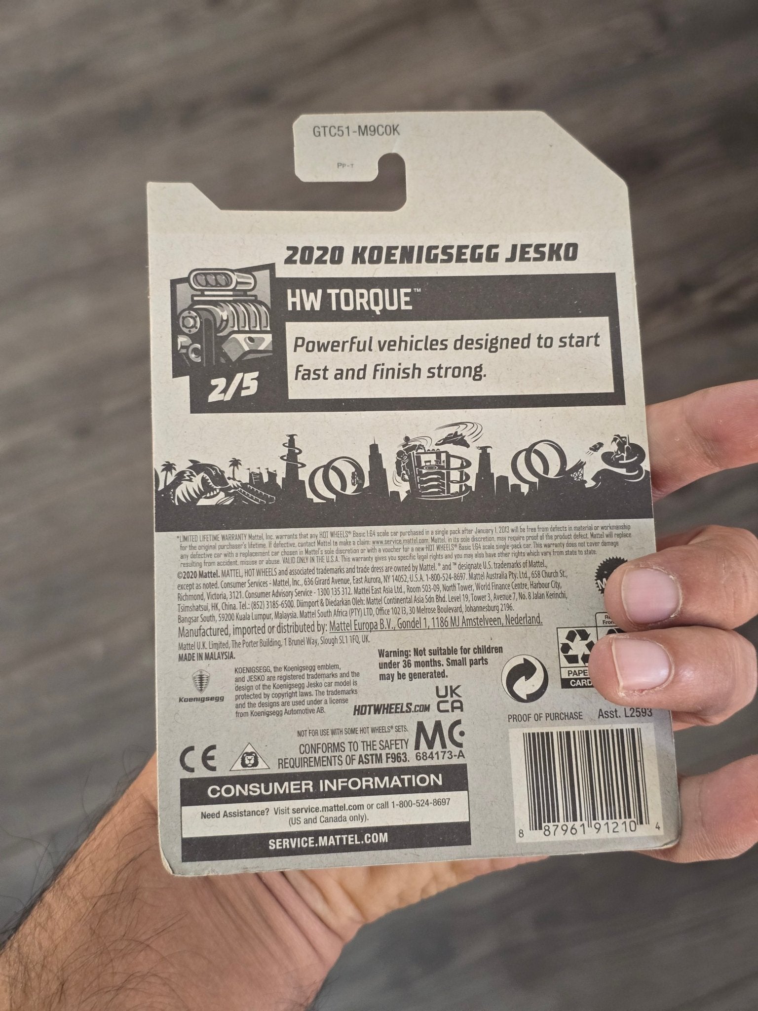 Hot Wheels 2020 Koenigsegg Jesko (White Color) - Kinder Logs