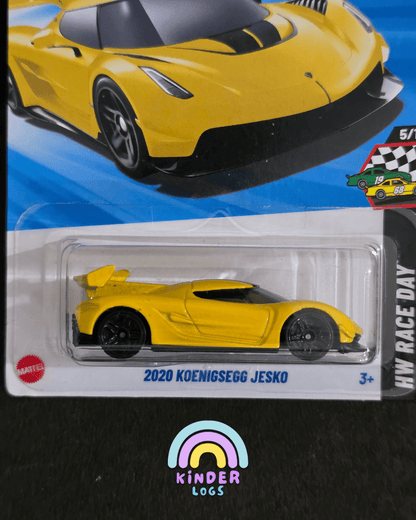 Hot Wheels 2020 Koenigsegg Jesko - Yellow (Imported) - Kinder Logs