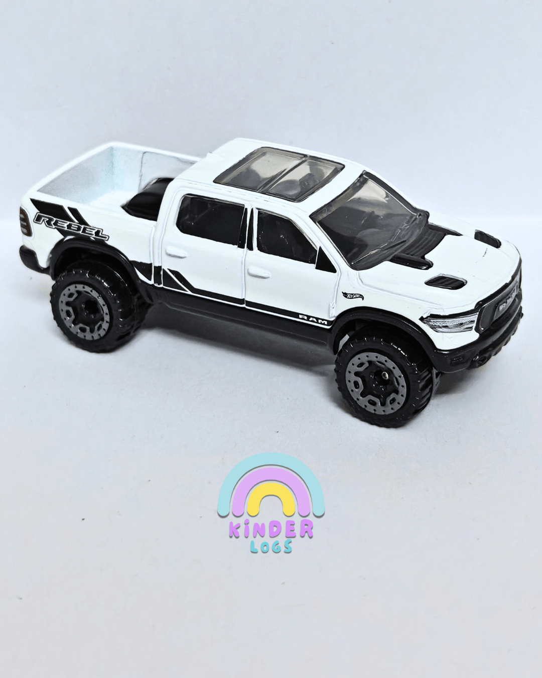 Hot Wheels 2020 RAM 1500 Rebel - White Imported (Uncarded - New) - Kinder Logs