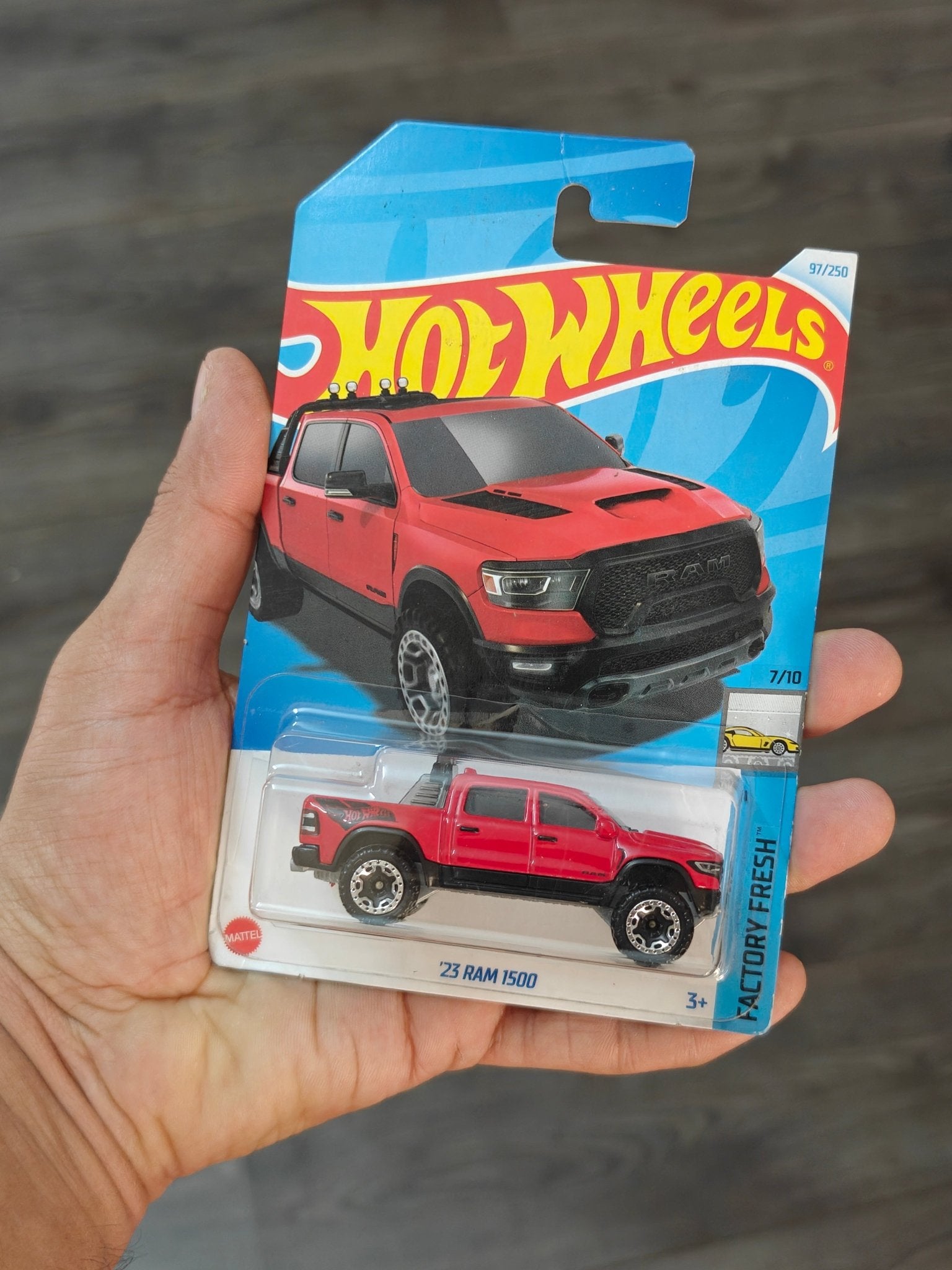 Hot Wheels 2023 Dodge RAM 1500 - Red (2021 Card - Imported) - Kinder Logs