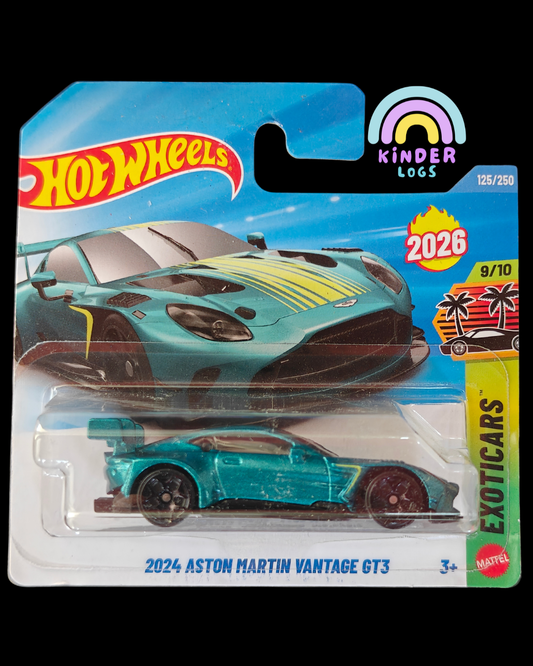 Hot Wheels 2024 Aston Martin Vantage GT3 - Teal (Imported - Short Card) - Kinder Logs