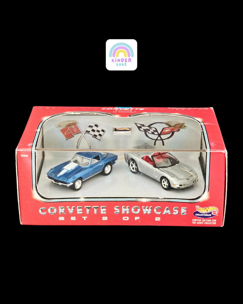 Hot Wheels 45th Anniversary Chevrolet Corvette Showcase - Set of 2 Cars - Kinder Logs