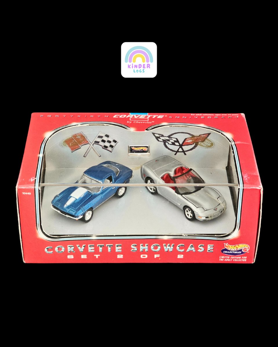 Hot Wheels 45th Anniversary Chevrolet Corvette Showcase - Set of 2 Cars - Kinder Logs