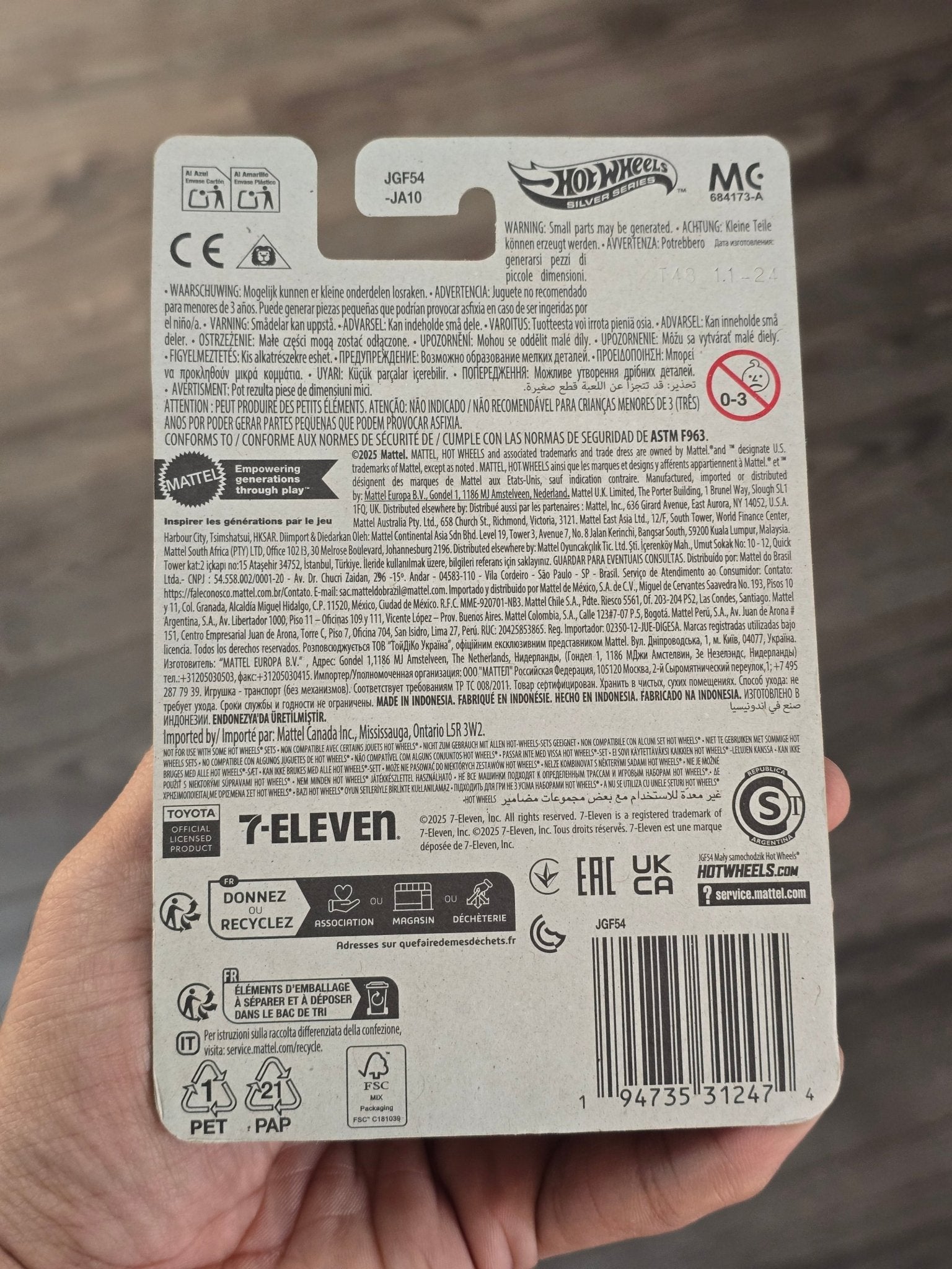 Hot Wheels 7 - Eleven Exclusive Toyota Supra - Silver Series (Imported) - Kinder Logs