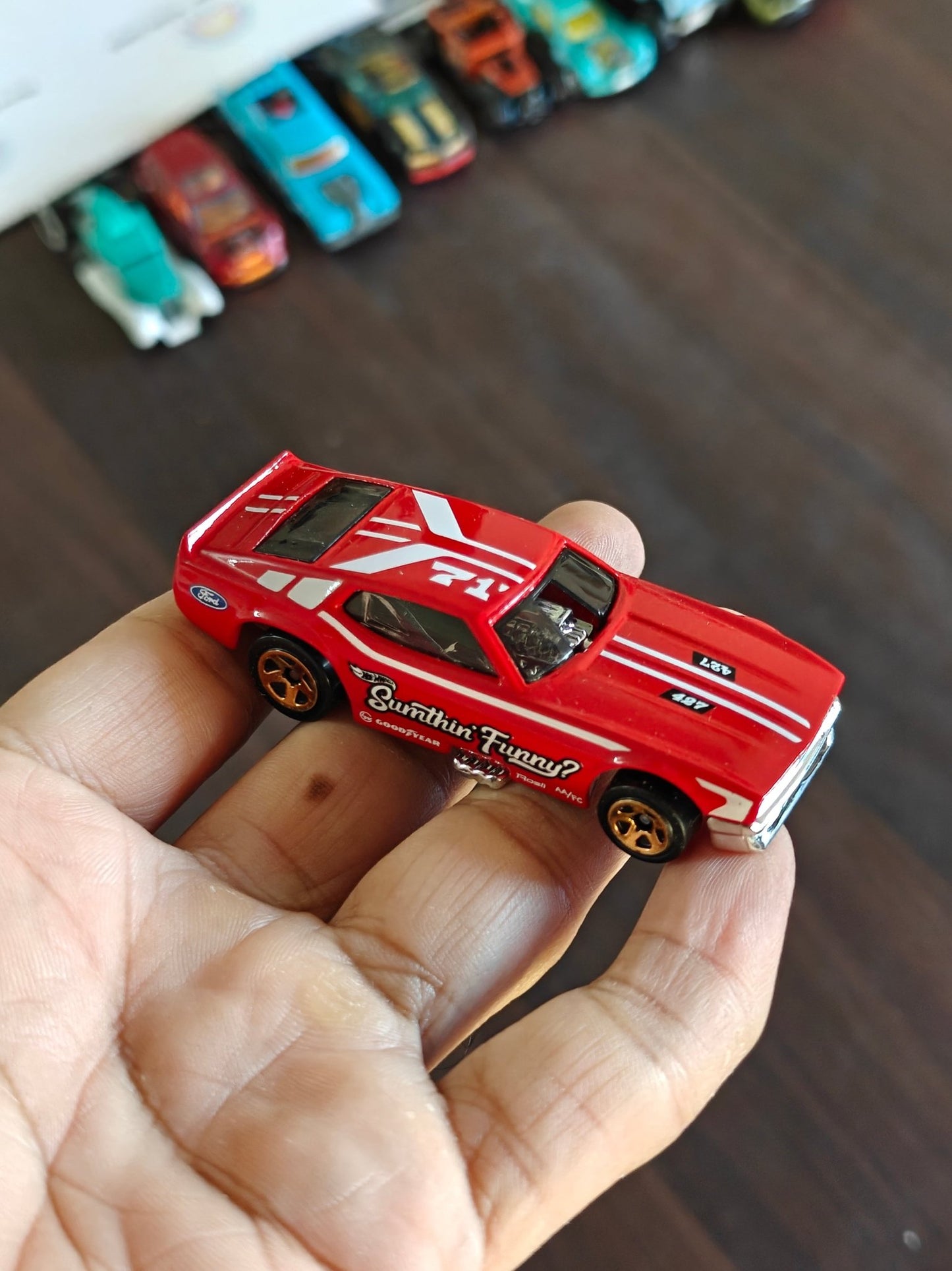 Hot Wheels 71 Mustang Funny Car - Red (Uncarded - New) - Kinder Logs