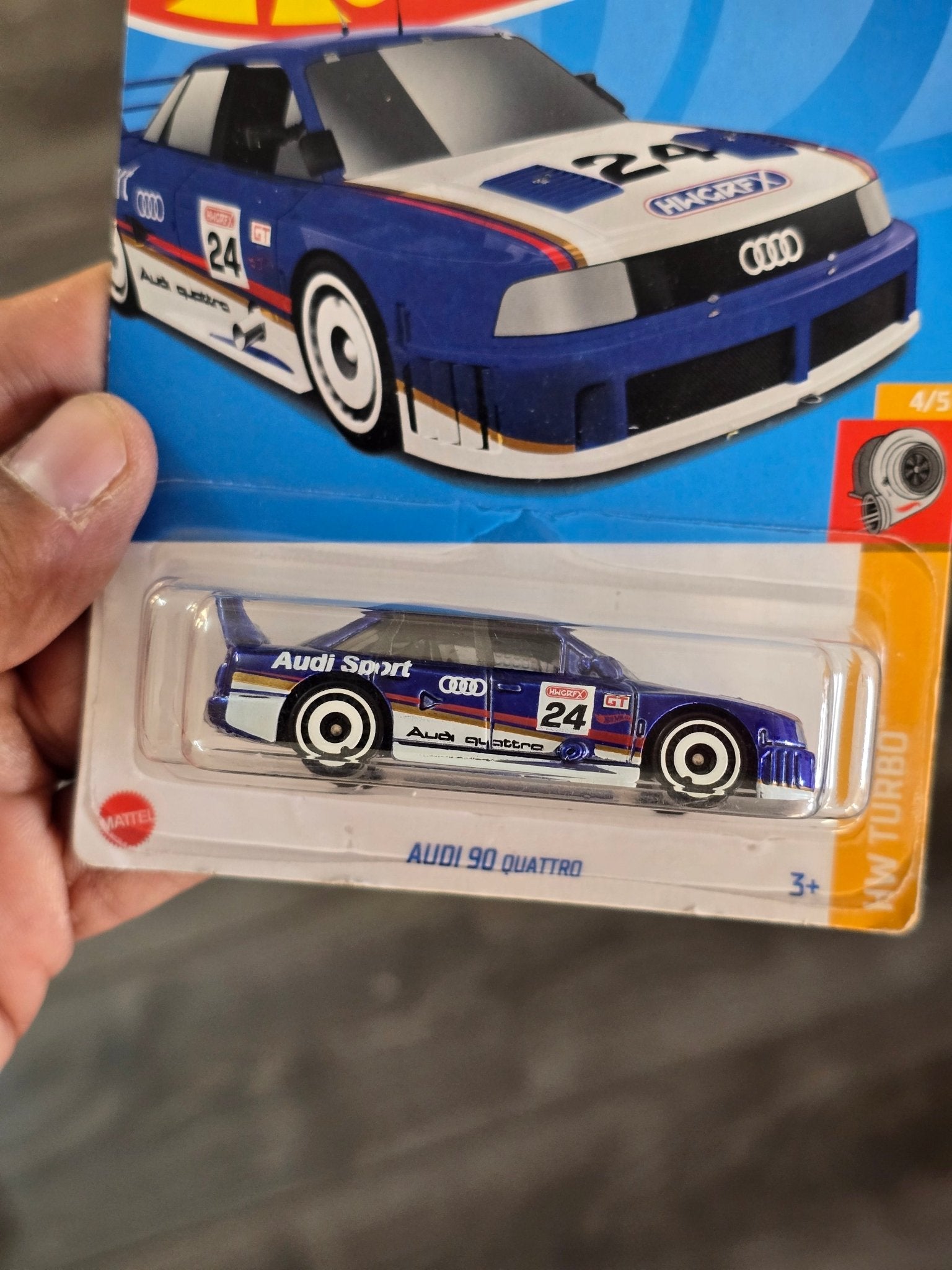 Hot Wheels Audi 90 Quattro - Blue (Imported) - Kinder Logs