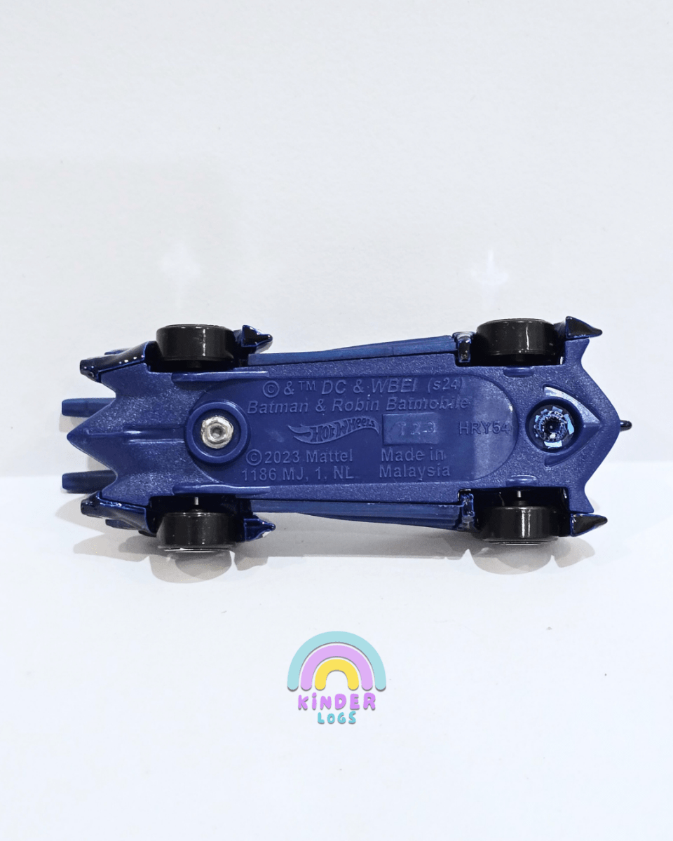 Hot Wheels Batman & Robin Batmobile - Blue (Uncarded) - Kinder Logs