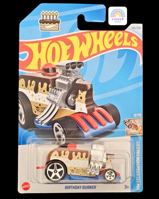 Hot Wheels Birthday Burner - Birthday Gift Car (J Case) - Kinder Logs