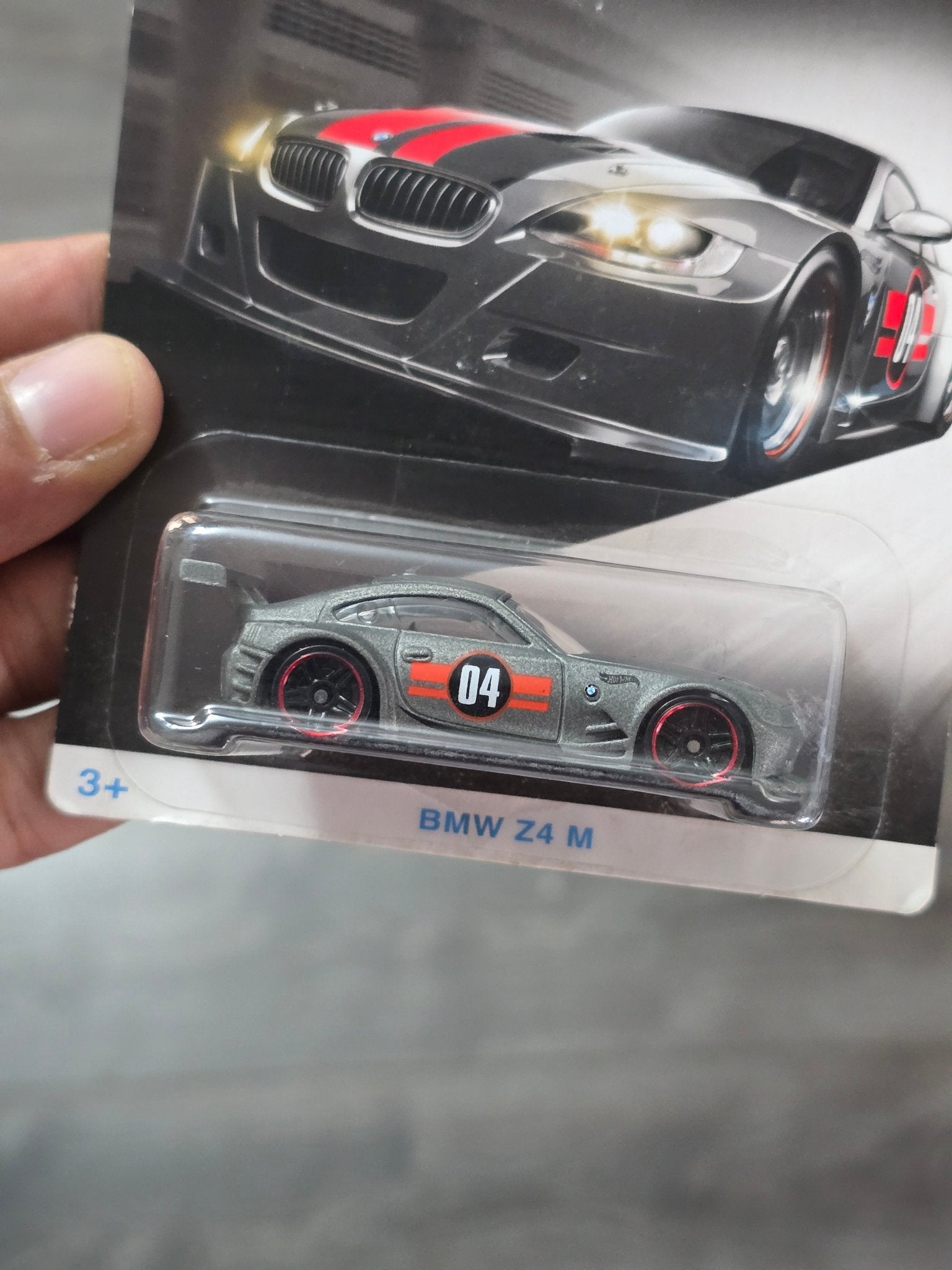 Hot Wheels BMW Z4 M - Grey (2015 Imported Card) - Kinder Logs