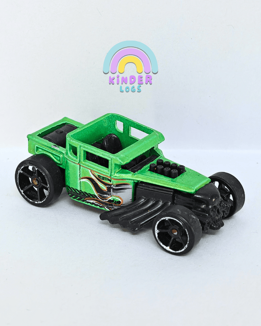 Hot Wheels Bone Shaker - Green (Pre - Owned Car) - Kinder Logs