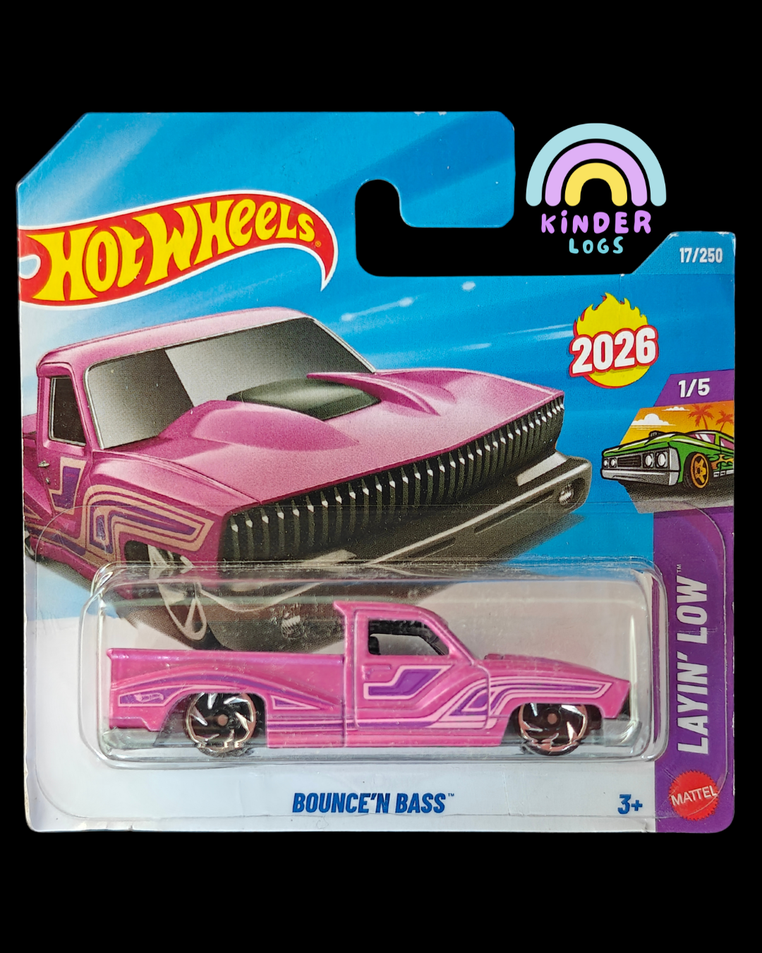 Hot Wheels Bounce 'n Bass - Pink (Imported - Short Card) - Kinder Logs