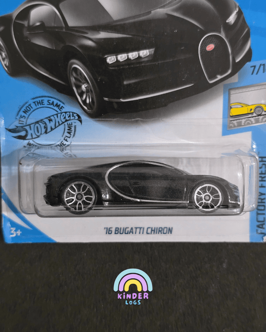 Hot Wheels Bugatti Chiron - Black (Imported) - Kinder Logs