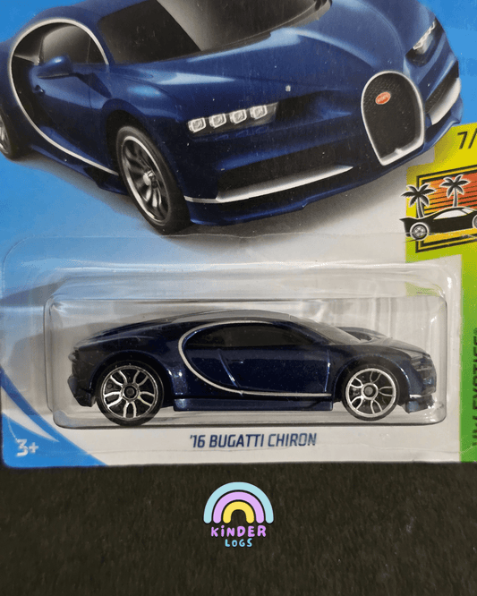 Hot Wheels Bugatti Chiron - Blue (Imported) - Kinder Logs