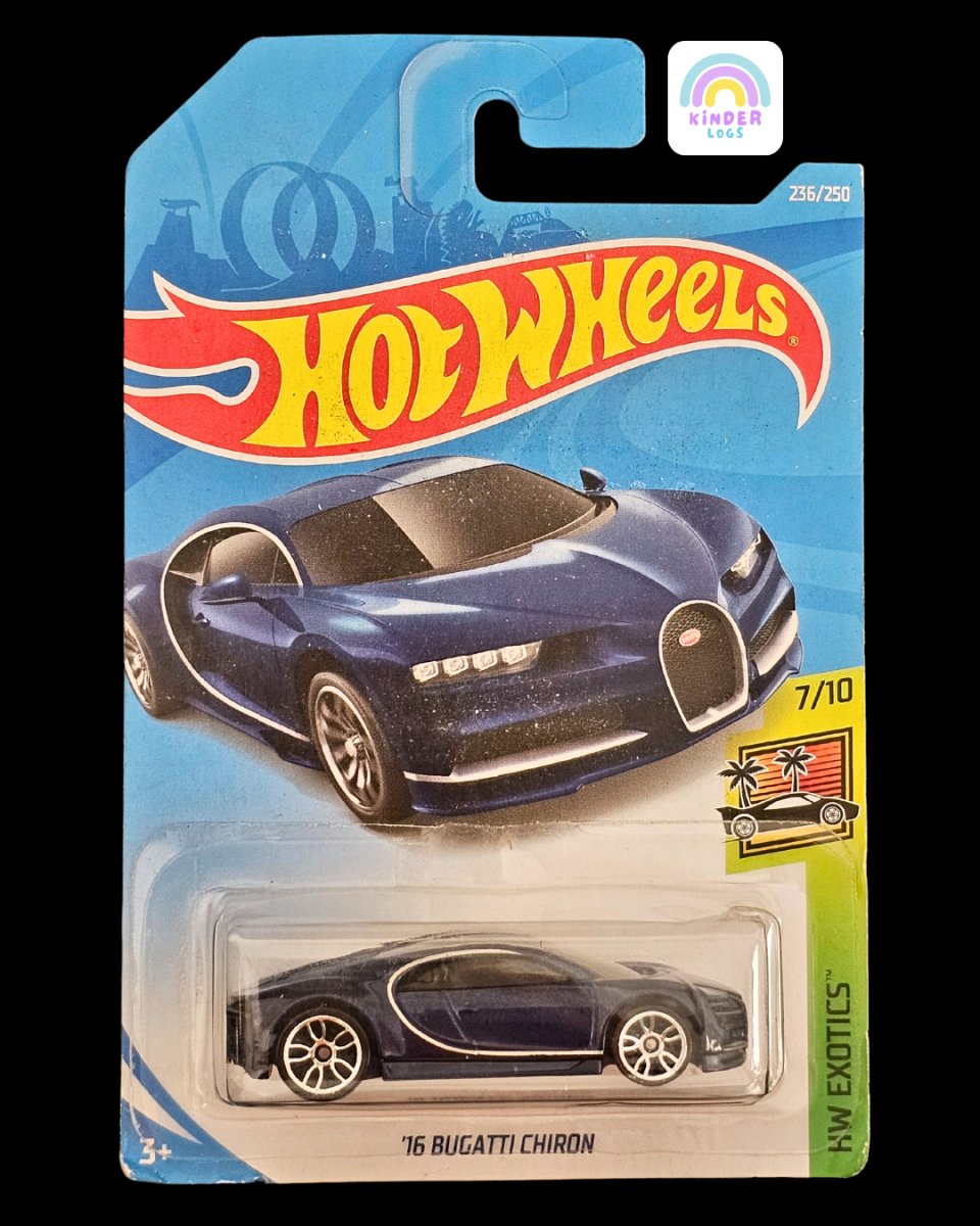 Hot Wheels Bugatti Chiron - Exclusive Blue Color - Kinder Logs