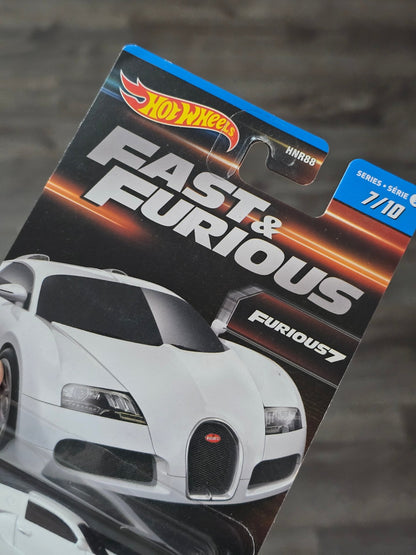 Hot Wheels Bugatti Veyron - White - Fast & Furious 7 (Imported) - Kinder Logs