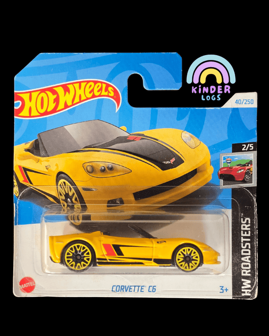 Hot Wheels Chevrolet Corvette C6 - Yellow (Imported Short Card) - Kinder Logs