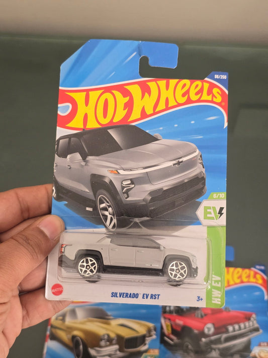 Hot Wheels Chevrolet Silverado EV RST - Grey (Imported) - Kinder Logs