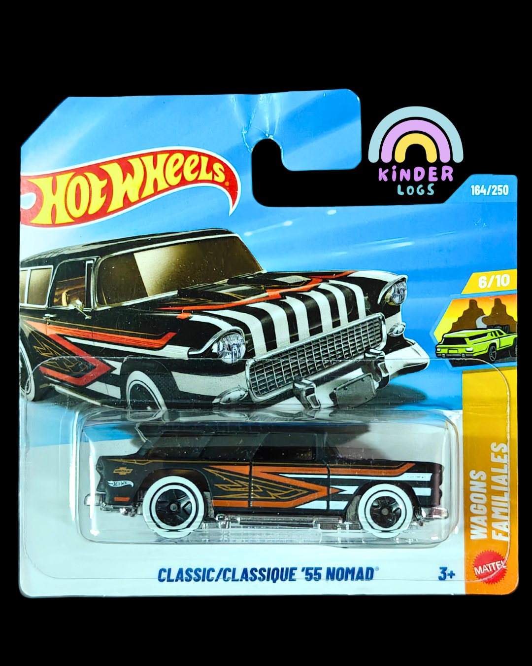 Hot Wheels Classic 1955 Chevrolet Nomad - Black (Short Card - Imported) - Kinder Logs