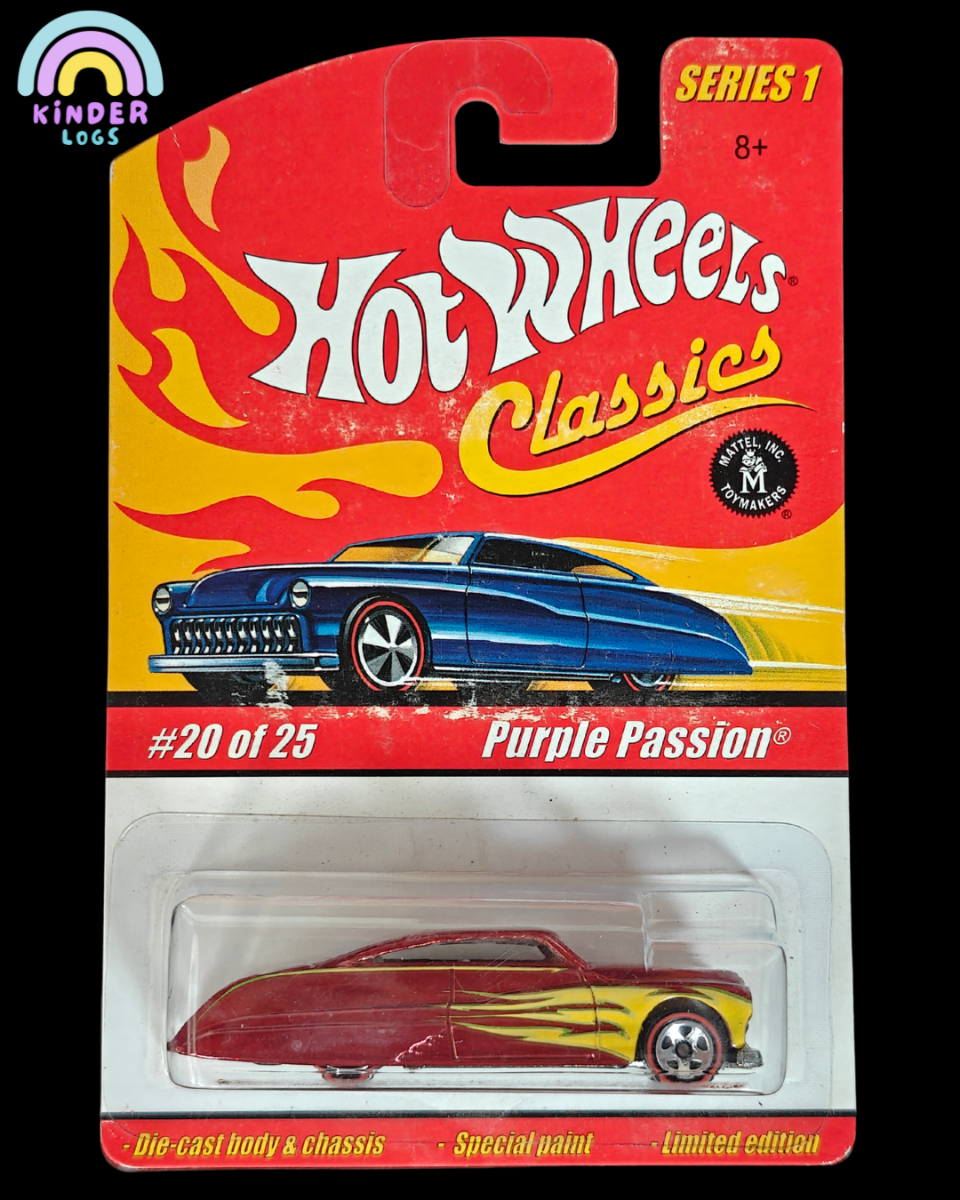 Hot Wheels Classics Purple Passion - Red With Yellow Flames - Kinder Logs