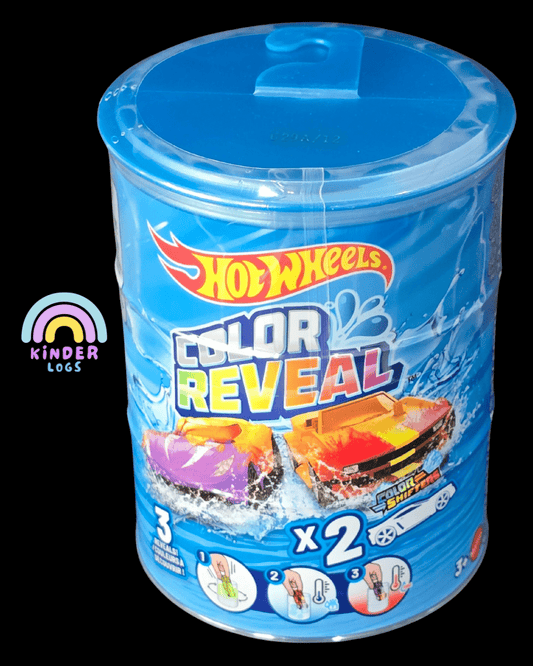 Hot Wheels Color Reveal Mystery Pack - Set of 2 Color Shifters (Blue) - Kinder Logs