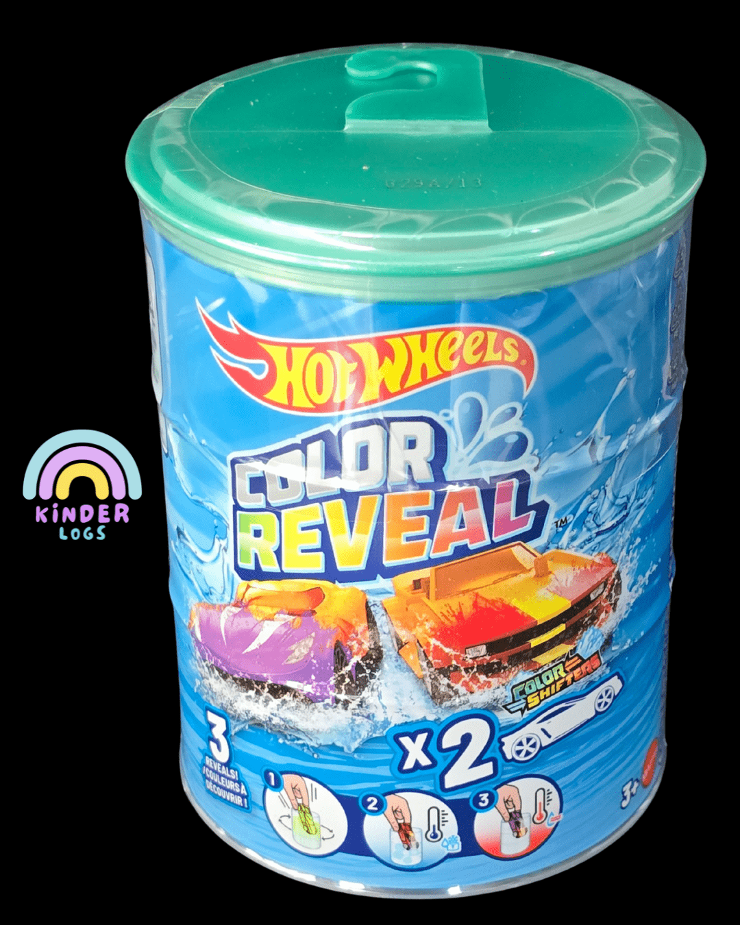 Hot Wheels Color Reveal Mystery Pack - Set of 2 Color Shifters (Green) - Kinder Logs