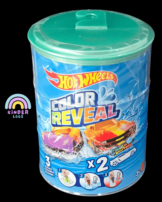 Hot Wheels Color Reveal Mystery Pack - Set of 2 Color Shifters (Green) - Kinder Logs