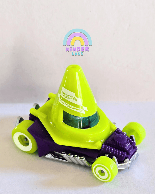 Hot Wheels Cone Shaker - Green - With Metal Base (Uncarded - New) - Kinder Logs