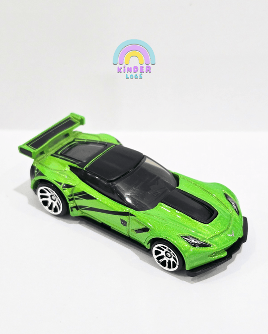 Hot Wheels Corvette C7.R Transformers - Green (Uncarded) - Kinder Logs