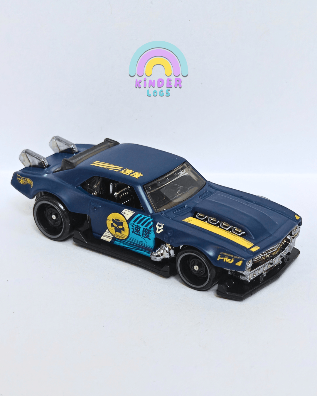 Hot Wheels Custom 1968 Chevrolet Camaro - Matte Blue (Uncarded - New) - Kinder Logs