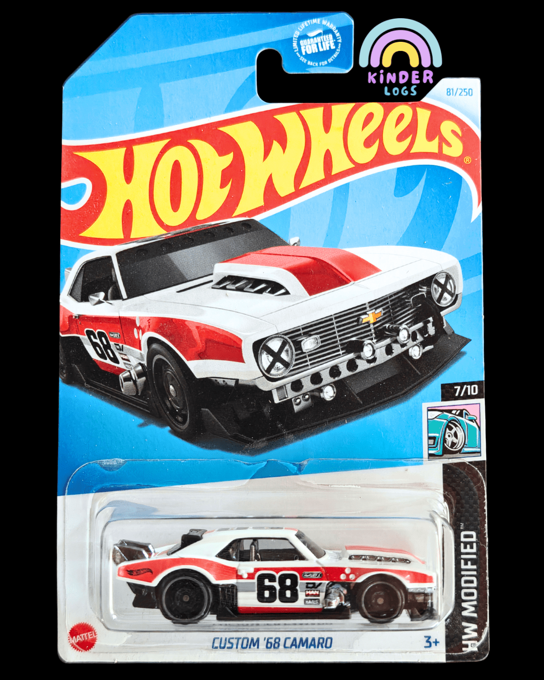 Hot Wheels Custom 1968 Chevrolet Camaro - White (Imported) - Kinder Logs