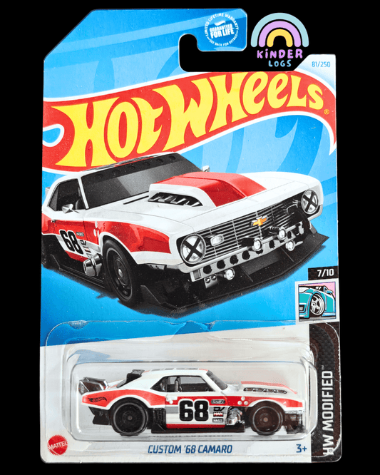 Hot Wheels Custom 1968 Chevrolet Camaro - White (Imported) - Kinder Logs