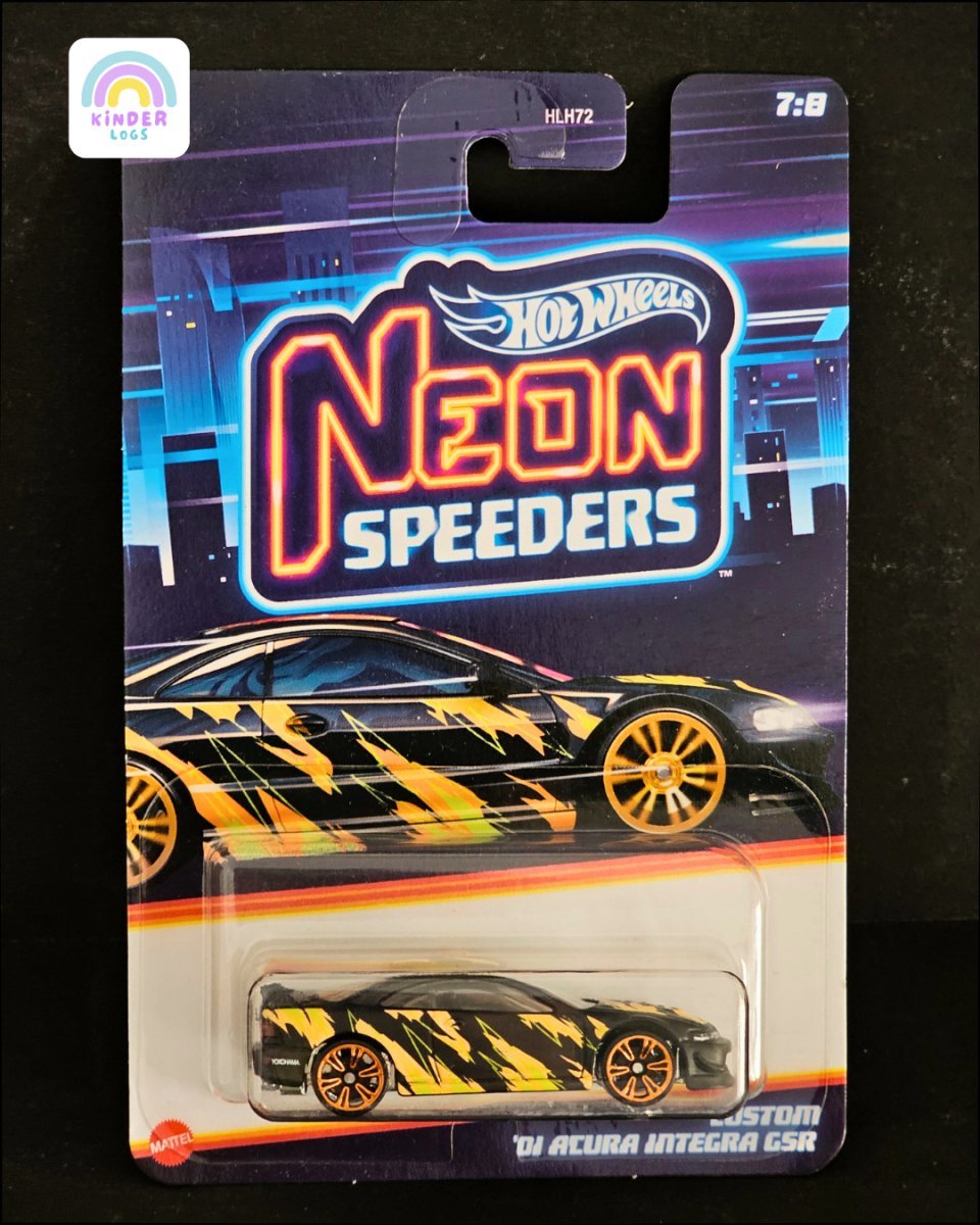 Hot Wheels Custom 2001 Acura Integra GSR - Neon Speeders - Kinder Logs