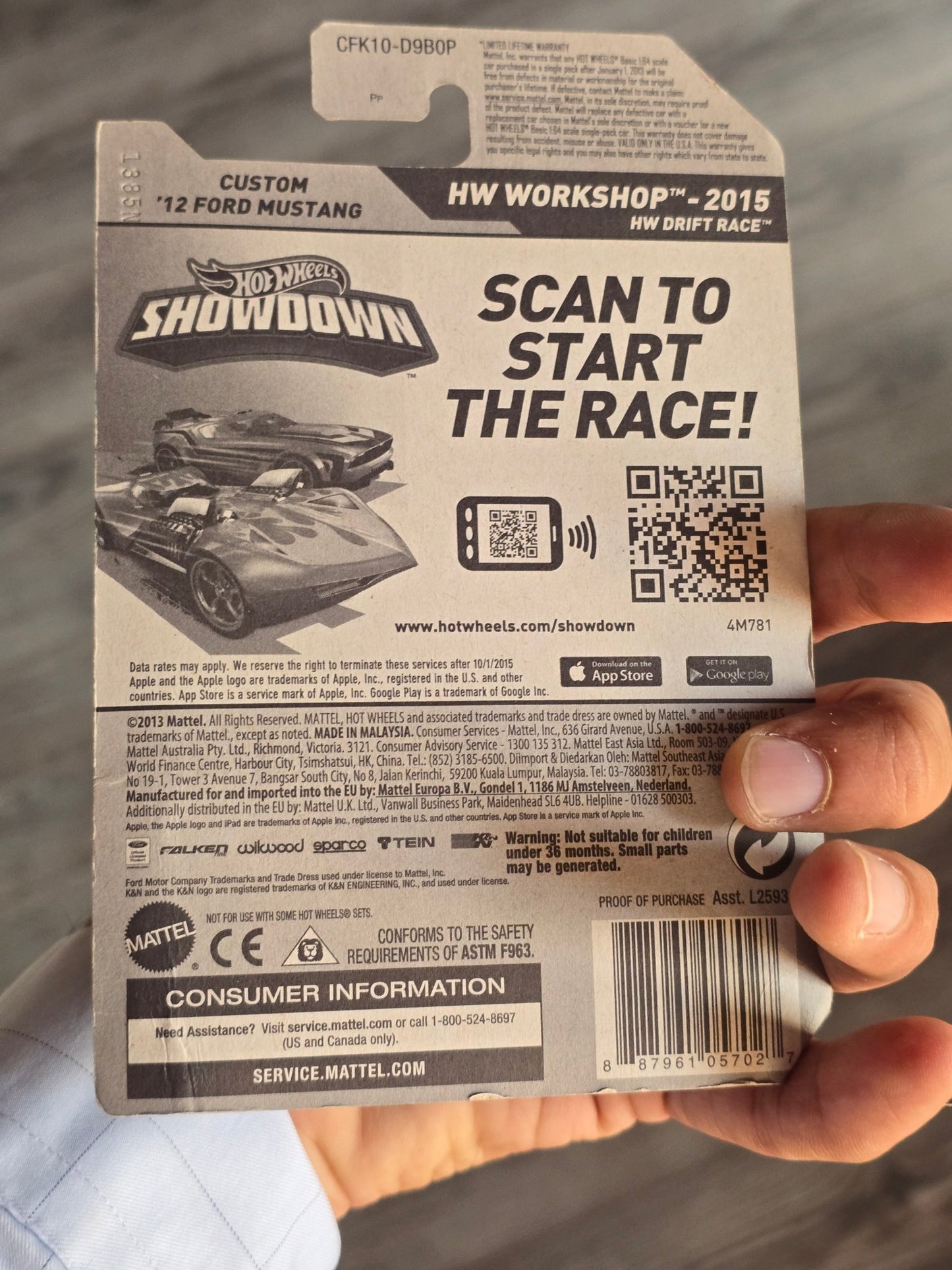 Hot Wheels Custom 2012 Ford Mustang Falken - Black (2013 Imported) - Kinder Logs