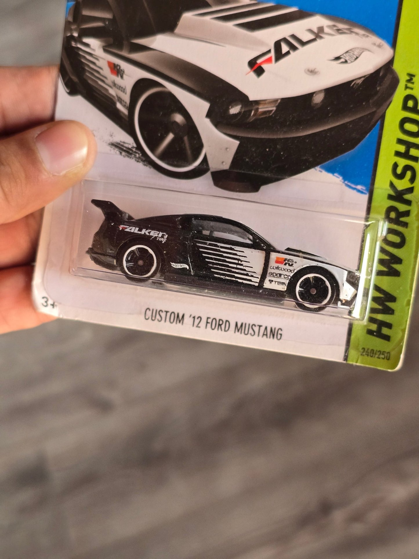 Hot Wheels Custom 2012 Ford Mustang Falken - Black (2013 Imported) - Kinder Logs