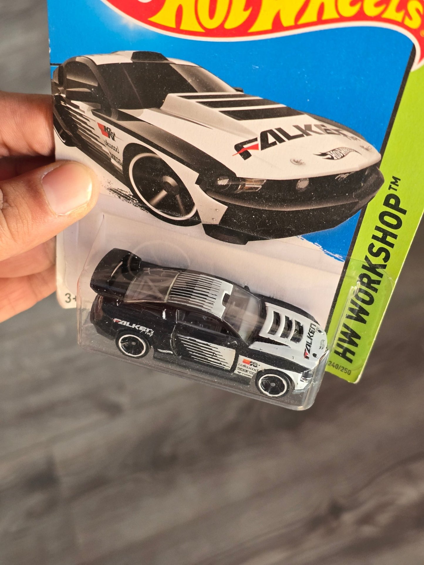 Hot Wheels Custom 2012 Ford Mustang Falken - Black (2013 Imported) - Kinder Logs