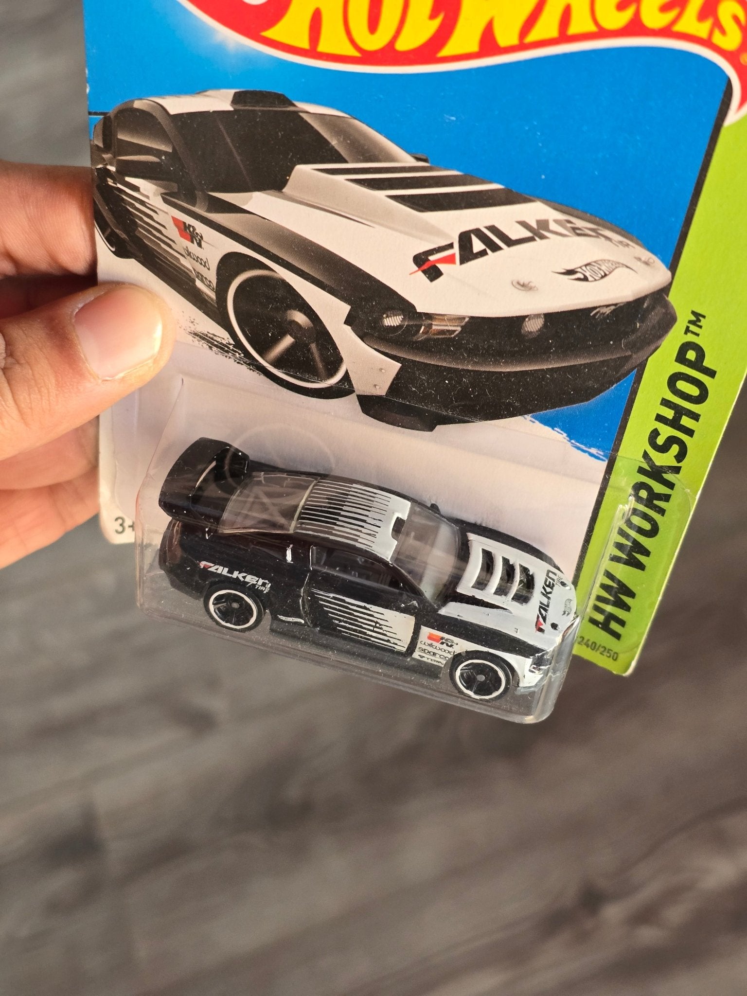 Hot Wheels Custom 2012 Ford Mustang Falken - Black (2013 Imported) - Kinder Logs