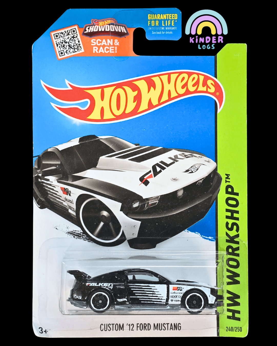 Hot Wheels Custom 2012 Ford Mustang Falken - Black (2013 Imported) - Kinder Logs
